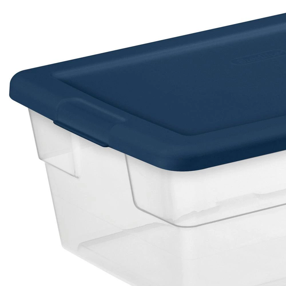 Stackable 6 Qt Storage Box Container, Clear, Marine Blue Lid (60 Pack) by Sterilite 5 Stackable 6 Qt Storage Box Container, Clear, Marine Blue Lid (60 Pack) by Sterilite - Image 3