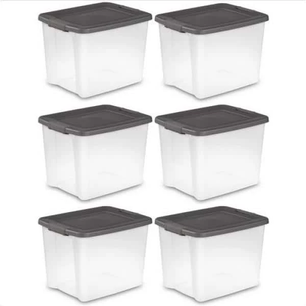 50 Qt. Stackable Latching Shelf tote Storage in Clear (12-Pack) by Sterilite 4 50 Qt. Stackable Latching Shelf tote Storage in Clear (12-Pack) by Sterilite - Image 2