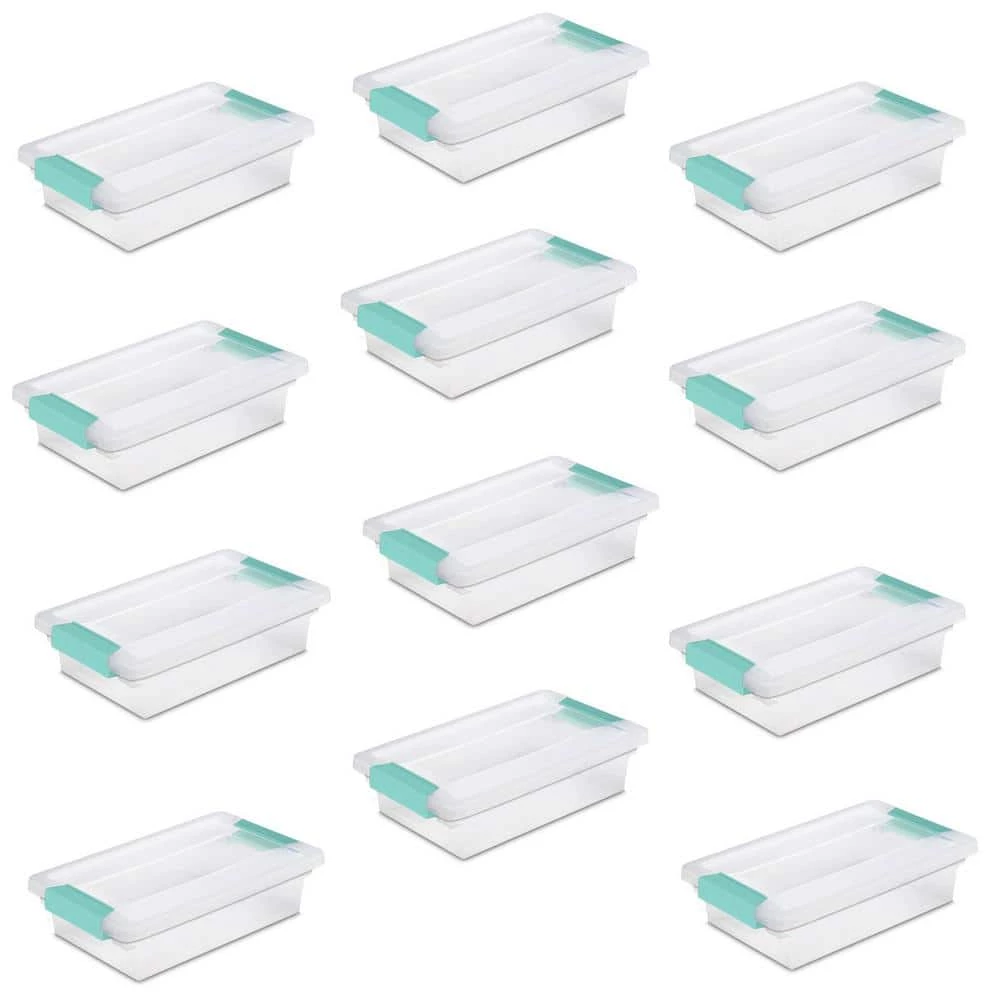 0.3 Qt. Storage Box Small Clip Tote Container with Lid in Clear (12-Pack) by Sterilite 3 0.3 Qt. Storage Box Small Clip Tote Container with Lid in Clear (12-Pack) by Sterilite