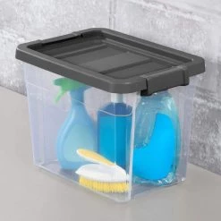 30 qt. Clear Plastic Storage Bin Totes with Latching Lid in Grey (18-Pack) by Sterilite -Cheap Sterilite Store clear sterilite storage bins 18 x 14733v06 31 1000