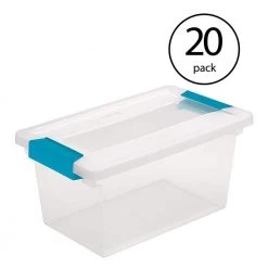Medium Clip Box Clear Home Storage Tote Container with Lid (20 Pack) by Sterilite