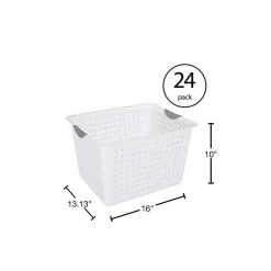 Deep Ultra White Plastic 24 in. L x 15.25 in. W x 18 in. H Storage Bin Organizer Basket (24-Pack) by Sterilite -Cheap Sterilite Store clear sterilite storage bins 24 x 16288006 40 1000