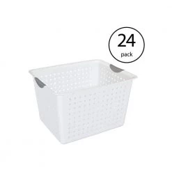 Deep Ultra White Plastic 24 in. L x 15.25 in. W x 18 in. H Storage Bin Organizer Basket (24-Pack) by Sterilite