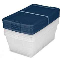 Stackable 6 Quart Storage Box Container, Marine Blue Lid (120 Pack) by Sterilite -Cheap Sterilite Store clear sterilite storage bins 24 x 16437406 1f 1000
