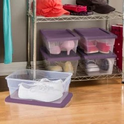 Stackable 6 qt. Storage Box Container with Purple Lid in Clear (120-Pack) by Sterilite 13 Stackable 6 qt. Storage Box Container with Purple Lid in Clear (120-Pack) by Sterilite -Cheap Sterilite Store clear sterilite storage bins 24 x 16438v06 31 1000