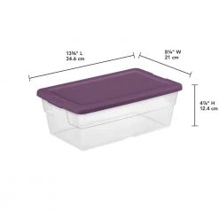 Stackable 6 qt. Storage Box Container with Purple Lid in Clear (120-Pack) by Sterilite 12 Stackable 6 qt. Storage Box Container with Purple Lid in Clear (120-Pack) by Sterilite -Cheap Sterilite Store clear sterilite storage bins 24 x 16438v06 44 1000