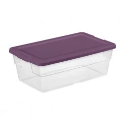 Stackable 6 qt. Storage Box Container with Purple Lid in Clear (120-Pack) by Sterilite 10 Stackable 6 qt. Storage Box Container with Purple Lid in Clear (120-Pack) by Sterilite -Cheap Sterilite Store clear sterilite storage bins 24 x 16438v06 4f 1000