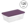 Stackable 6 qt. Storage Box Container with Purple Lid in Clear (120-Pack) by Sterilite -Cheap Sterilite Store clear sterilite storage bins 24 x 16438v06 64 1000
