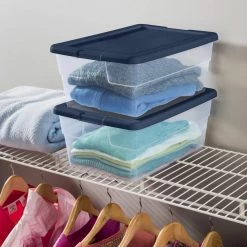 Stackable 16 qt. Storage Box Container with Blue Lid in Clear (48-Pack) by Sterilite 9 Stackable 16 qt. Storage Box Container with Blue Lid in Clear (48-Pack) by Sterilite -Cheap Sterilite Store clear sterilite storage bins 24 x 16457406 31 1000