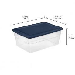 Stackable 16 qt. Storage Box Container with Blue Lid in Clear (48-Pack) by Sterilite 8 Stackable 16 qt. Storage Box Container with Blue Lid in Clear (48-Pack) by Sterilite -Cheap Sterilite Store clear sterilite storage bins 24 x 16457406 4f 1000