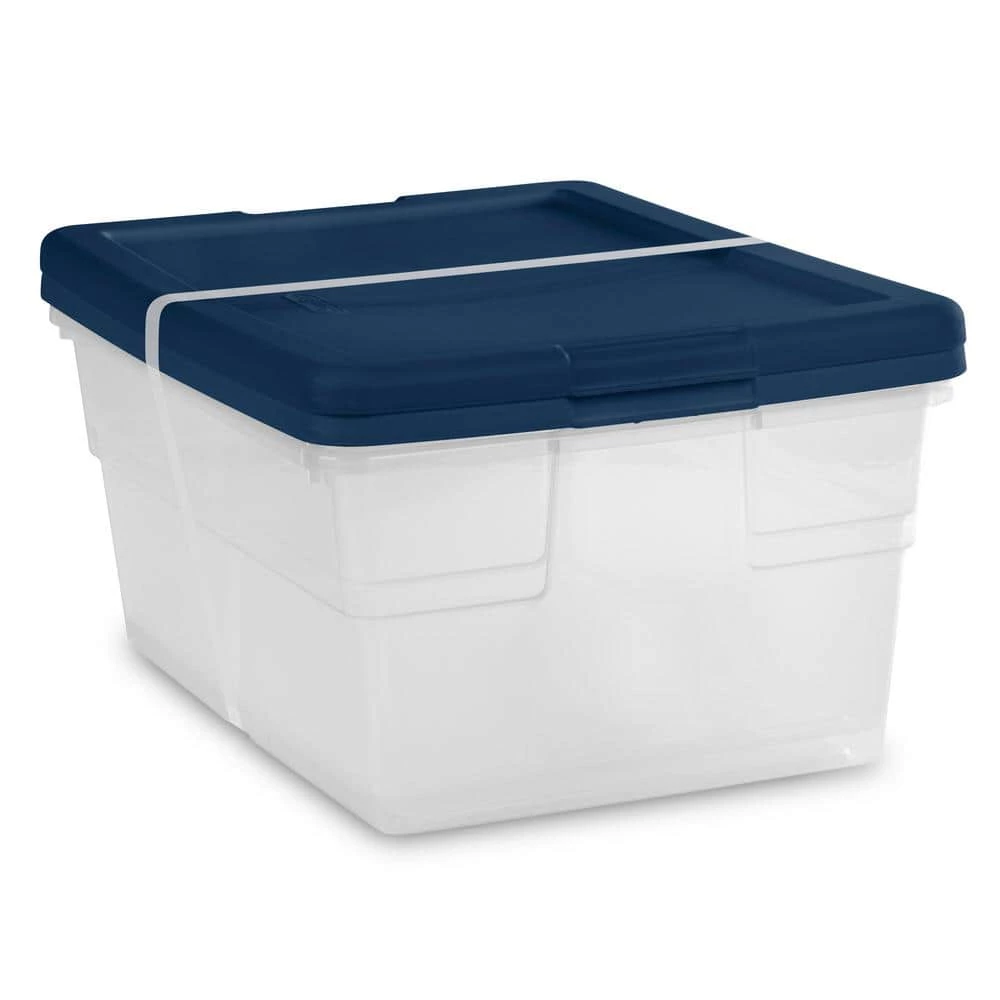 Stackable 16 qt. Storage Box Container with Blue Lid in Clear (48-Pack) by Sterilite 4 Stackable 16 qt. Storage Box Container with Blue Lid in Clear (48-Pack) by Sterilite - Image 2