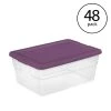 Stackable 16 qt. Storage Container with Purple Lid in Clear (24-Packs of 2 (48)) by Sterilite