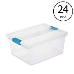 Deep Clip Box Clear Plastic Storage Tote Container with Lid (24 Pack) by Sterilite
