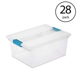Deep Clip Box Clear Plastic Storage Tote Container with Lid (28 Pack) by Sterilite