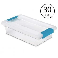 1.6 Gal. Small File Clip Box Clear Storage Bin Container with Lid (30-Pack) by Sterilite