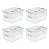 Convenient Home 2-Tiered Layer Stack Carry Storage Box, Clear (4 Pack) by Sterilite -Cheap Sterilite Store clear sterilite storage bins 4 x 14228604 64 1000