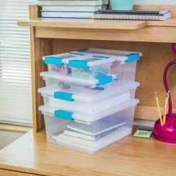 7 Qt. Plastic D-Clip Box Storage Bin Container with Lid in Clear (4-Pack) by Sterilite -Cheap Sterilite Store clear sterilite storage bins 4 x 19658604 1f 1000