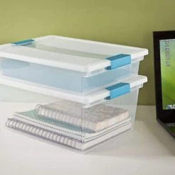 7 Qt. Plastic D-Clip Box Storage Bin Container with Lid in Clear (4-Pack) by Sterilite -Cheap Sterilite Store clear sterilite storage bins 4 x 19658604 4f 1000
