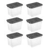 30 qt. Clear Plastic Storage Bin Totes with Latching Lid, Grey (6-Pack) by Sterilite