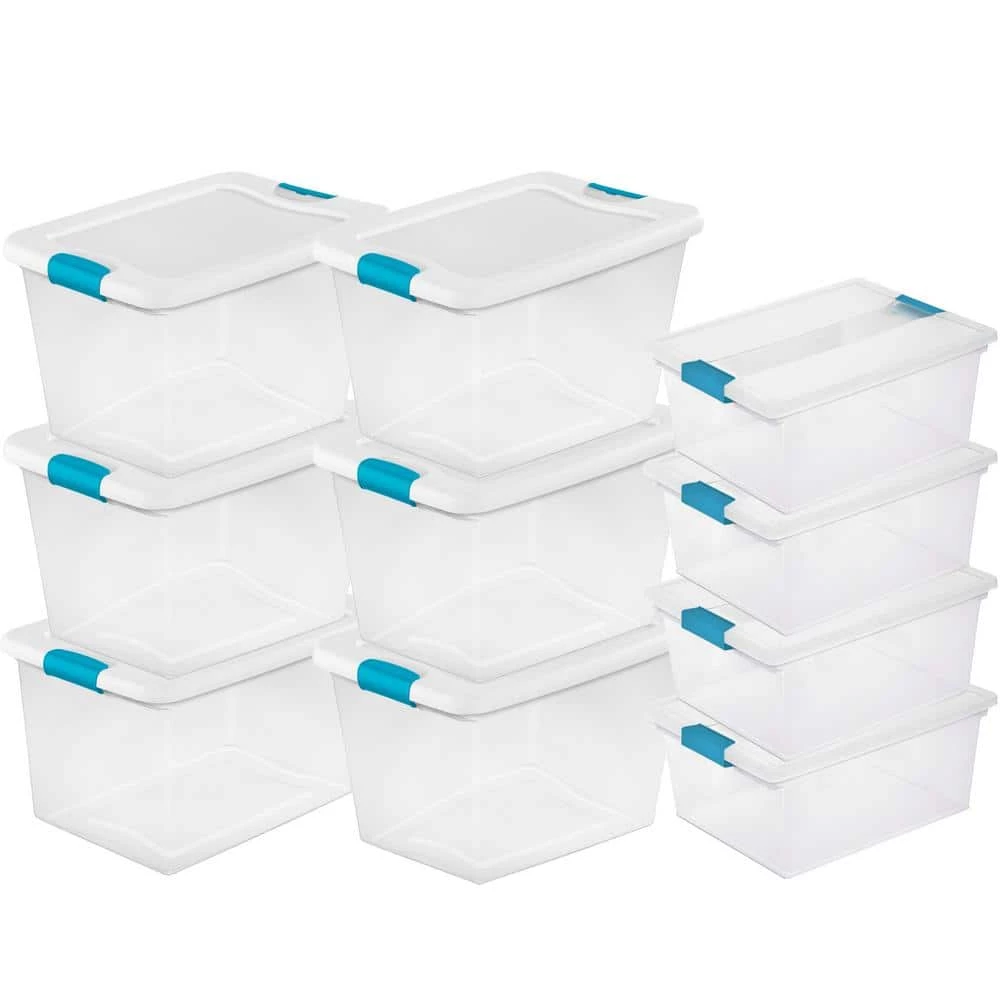 64-Qt. Latching Storage Tote Box (6 Pack) + Deep Clip Box (4 Pack) by Sterilite 3 64-Qt. Latching Storage Tote Box (6 Pack) + Deep Clip Box (4 Pack) by Sterilite