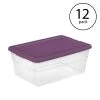 Stackable 16 qt. Storage Container with Purple Lid in Clear (12-Pack) by Sterilite -Cheap Sterilite Store clear sterilite storage bins 6 x 16458v06 64 1000