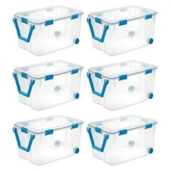 120 qt. Clear Plastic Home Storage Box with Latching Lid, 6-Pack by Sterilite