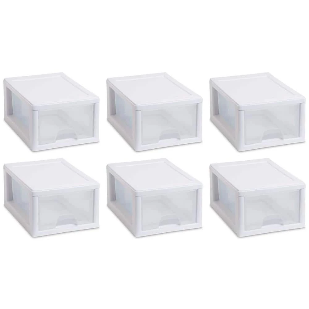 Small Box 6 qt. Modular Stacking Storage Drawer Container Closet (6-Pack) by Sterilite 3 Small Box 6 qt. Modular Stacking Storage Drawer Container Closet (6-Pack) by Sterilite