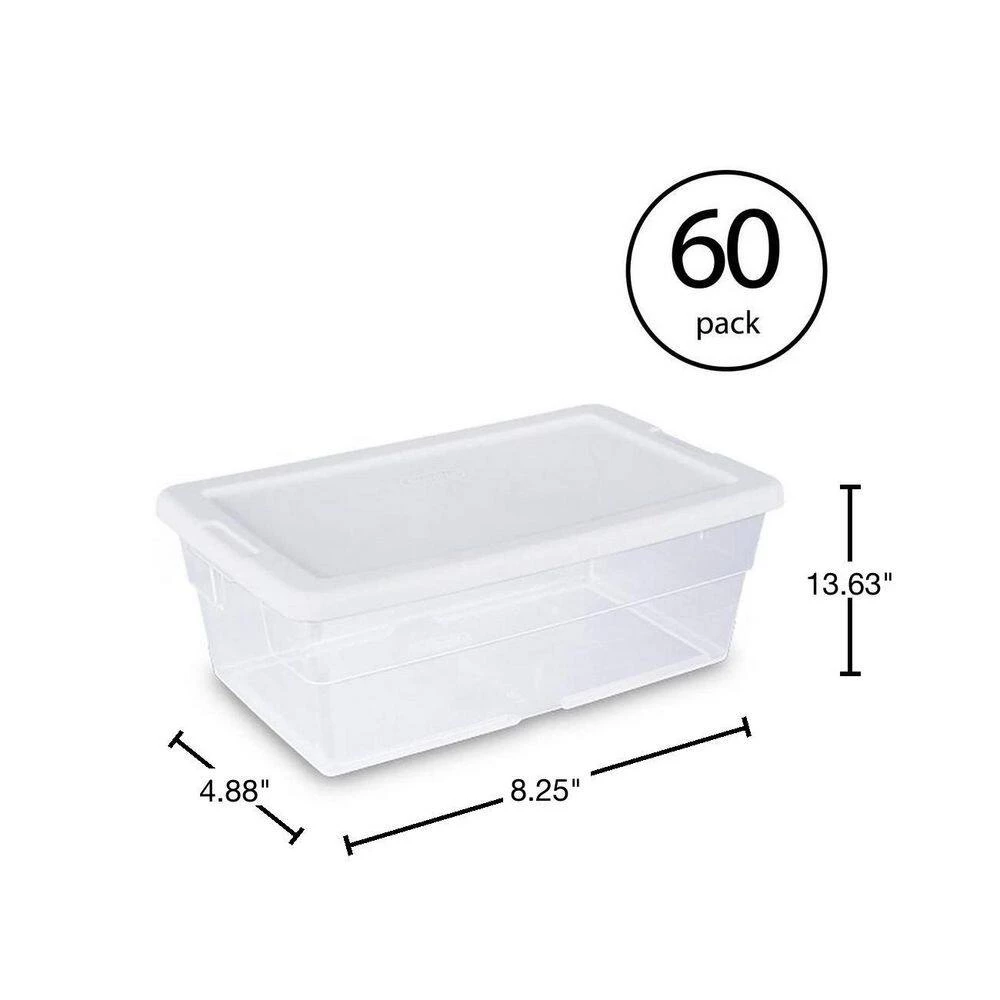 6 Qt. Clear Stacking Closet Storage Bin Container with Lid (60-Pack) by Sterilite 4 6 Qt. Clear Stacking Closet Storage Bin Container with Lid (60-Pack) by Sterilite - Image 2