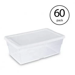6 Qt. Clear Stacking Closet Storage Bin Container with Lid (60-Pack) by Sterilite