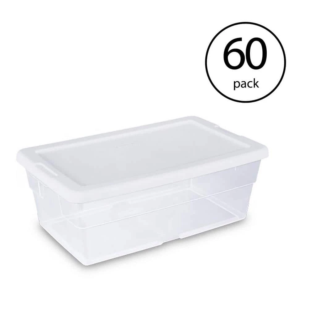 6 Qt. Clear Stacking Closet Storage Bin Container with Lid (60-Pack) by Sterilite 3 6 Qt. Clear Stacking Closet Storage Bin Container with Lid (60-Pack) by Sterilite