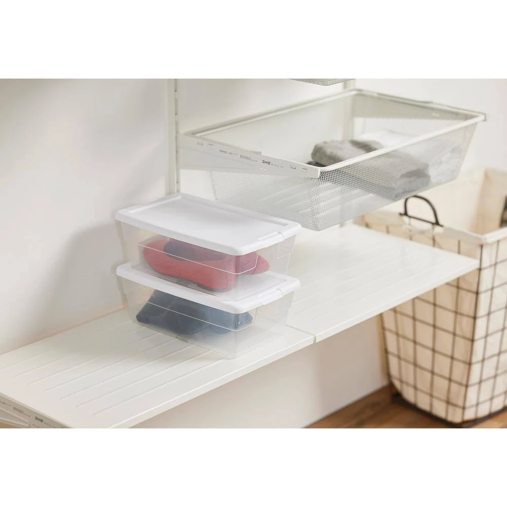 6 Qt. Clear Stacking Closet Storage Bin Container with Lid (60-Pack) by Sterilite 9 6 Qt. Clear Stacking Closet Storage Bin Container with Lid (60-Pack) by Sterilite - Image 7