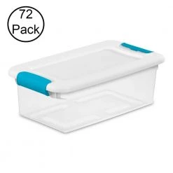 6-Qt. Clear & Blue Stackable Latching Storage Container (72 Pack) by Sterilite
