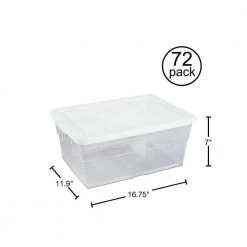 16-Qt. Clear Stacking Closet Storage Box Container Tub (72-Pack) by Sterilite -Cheap Sterilite Store clear sterilite storage bins 72 x 16448012 40 1000