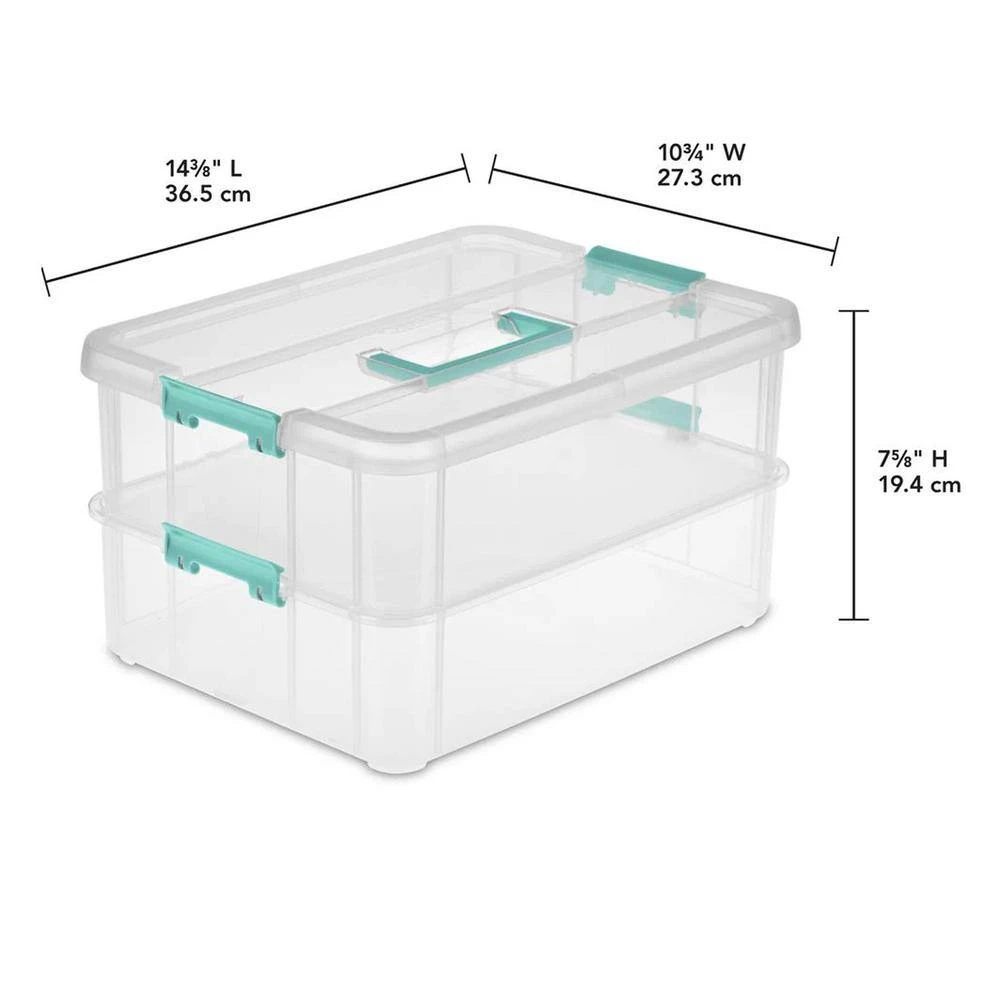 Convenient Home 15.5 qt. 2-Tier Layer Stack Carry Storage Box in Clear (8-Pack) by Sterilite 6 Convenient Home 15.5 qt. 2-Tier Layer Stack Carry Storage Box in Clear (8-Pack) by Sterilite - Image 4