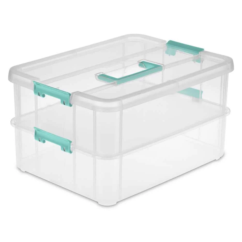 Convenient Home 15.5 qt. 2-Tier Layer Stack Carry Storage Box in Clear (8-Pack) by Sterilite 5 Convenient Home 15.5 qt. 2-Tier Layer Stack Carry Storage Box in Clear (8-Pack) by Sterilite - Image 3