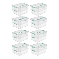 Convenient Home 15.5 qt. 2-Tier Layer Stack Carry Storage Box in Clear (8-Pack) by Sterilite