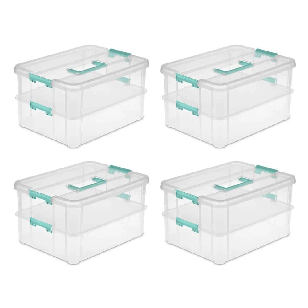 Convenient Home 15.5 qt. 2-Tier Layer Stack Carry Storage Box in Clear (8-Pack) by Sterilite 4 Convenient Home 15.5 qt. 2-Tier Layer Stack Carry Storage Box in Clear (8-Pack) by Sterilite - Image 2