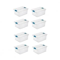 11.5 Qt. Deep File Clip Box Clear Storage Tote Tub Container with Lid, 8 Pack by Sterilite