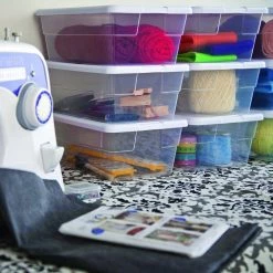 6 Quart Clear Stacking Closet Storage Tote Container w/ Lid (96 Pack) by Sterilite -Cheap Sterilite Store clear sterilite storage bins 96 x 16428012 1f 1000