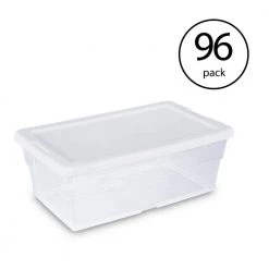 6 Quart Clear Stacking Closet Storage Tote Container w/ Lid (96 Pack) by Sterilite