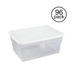 16 Qt. Clear Stacking Closet Storage Box Container Tub (96 Pack) by Sterilite