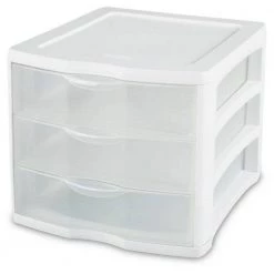 17918004 11 in. x 9.6 in. Compact Portable 3-Storage Drawer Organizer Cabinet (24-Pack) by Sterilite -Cheap Sterilite Store clear sterilite storage drawers 24 x 17918004 4f 1000