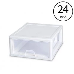 16 Qt Single Box Modular Stacking Storage Drawer 1-Container 14.38 in. W x 6.88 in. H (24-Pack) by Sterilite