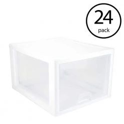 10.25 in. D x 17 in. H 27 Qt. 1-Drawer Single Modular Stacking Storage Drawer Container (24-Pack) by Sterilite