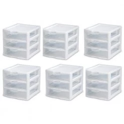 0.2 Gal. 3-Drawer 7.25 in. x 6.875 in. Small Compact Countertop Desktop-Storage Unit (6-Pack) by Sterilite -Cheap Sterilite Store clear sterilite storage drawers 6 x 20738006 31 1000