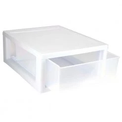 16 Qt. Single Box Modular Stacking Storage Drawer Container (18-Pack) by Sterilite -Cheap Sterilite Store clear white sterilite storage bins 18 x 23018006 1f 1000