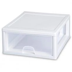 16 Qt. Single Box Modular Stacking Storage Drawer Container (18-Pack) by Sterilite -Cheap Sterilite Store clear white sterilite storage bins 18 x 23018006 44 1000