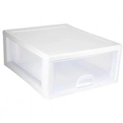 16 Qt. Single Box Modular Stacking Storage Drawer Container (18-Pack) by Sterilite -Cheap Sterilite Store clear white sterilite storage bins 18 x 23018006 c3 1000