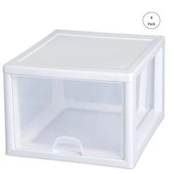 27-Qt. Single Box Modular Stacking Storage Container, Clear (8-Pack) by Sterilite
