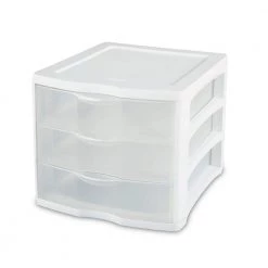 9.625 in. H x 11 in. W x 13.5 in. D Compact Portable 3 Storage Drawer Organizer Cabinet (16-Pack) by Sterilite